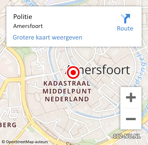 Locatie op kaart van de 112 melding: Politie Amersfoort op 7 mei 2024 12:13