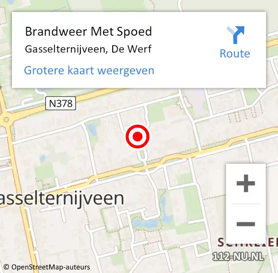 Locatie op kaart van de 112 melding: Brandweer Met Spoed Naar Gasselternijveen, De Werf op 5 oktober 2014 00:36