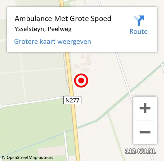 Locatie op kaart van de 112 melding: Ambulance Met Grote Spoed Naar Ysselsteyn, Peelweg op 7 mei 2024 12:32
