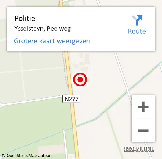 Locatie op kaart van de 112 melding: Politie Ysselsteyn, Peelweg op 7 mei 2024 12:33