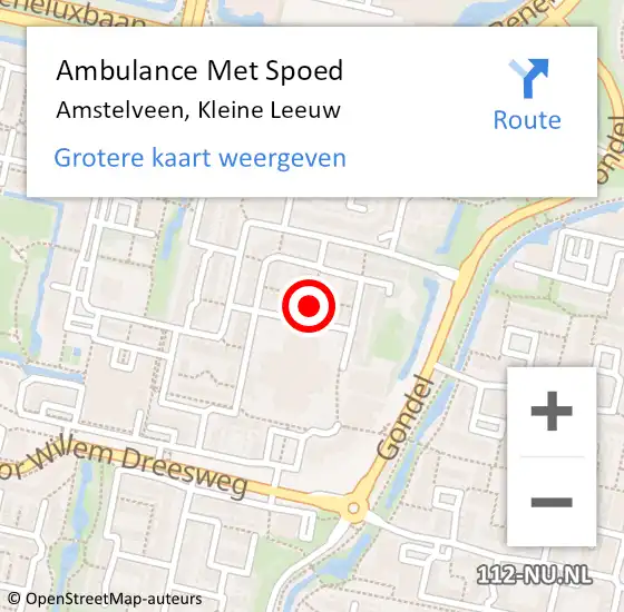 Locatie op kaart van de 112 melding: Ambulance Met Spoed Naar Amstelveen, Kleine Leeuw op 7 mei 2024 12:36