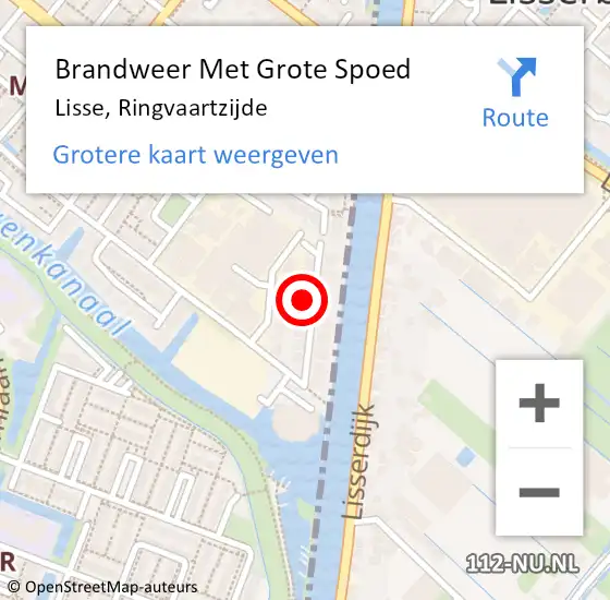 Locatie op kaart van de 112 melding: Brandweer Met Grote Spoed Naar Lisse, Ringvaartzijde op 7 mei 2024 12:44