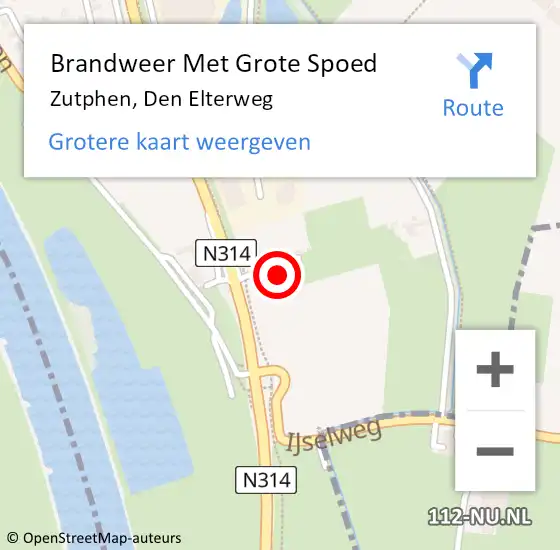 Locatie op kaart van de 112 melding: Brandweer Met Grote Spoed Naar Zutphen, Den Elterweg op 7 mei 2024 12:48