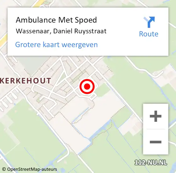 Locatie op kaart van de 112 melding: Ambulance Met Spoed Naar Wassenaar, Daniel Ruysstraat op 7 mei 2024 12:50