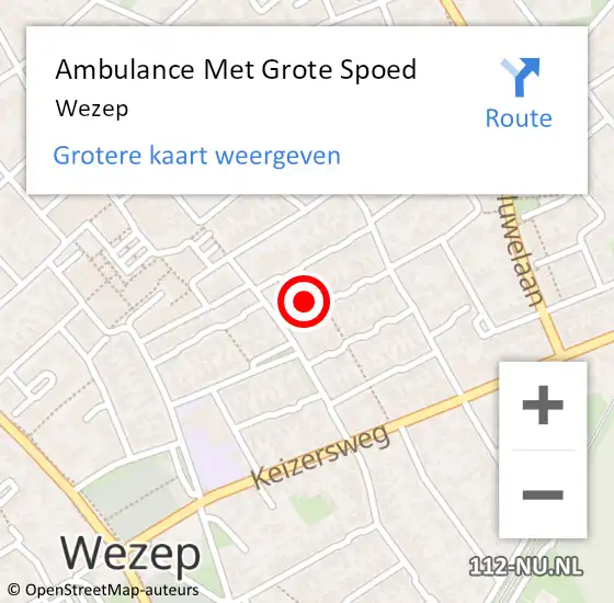 Locatie op kaart van de 112 melding: Ambulance Met Grote Spoed Naar Wezep op 7 mei 2024 12:54