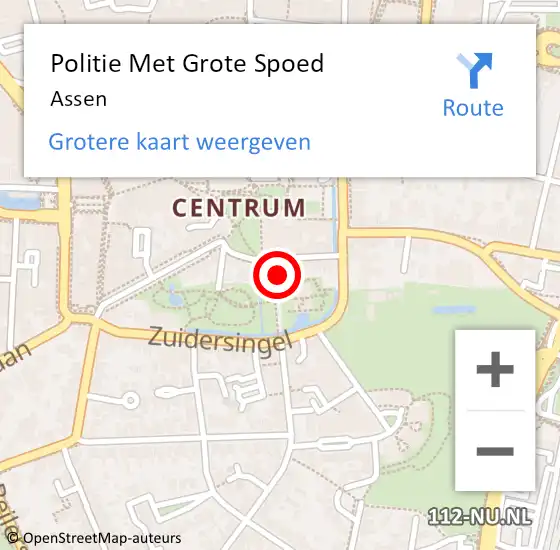 Locatie op kaart van de 112 melding: Politie Met Grote Spoed Naar Assen op 7 mei 2024 12:59