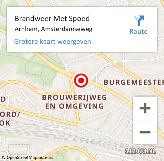 Locatie op kaart van de 112 melding: Brandweer Met Spoed Naar Arnhem, Amsterdamseweg op 7 mei 2024 13:05