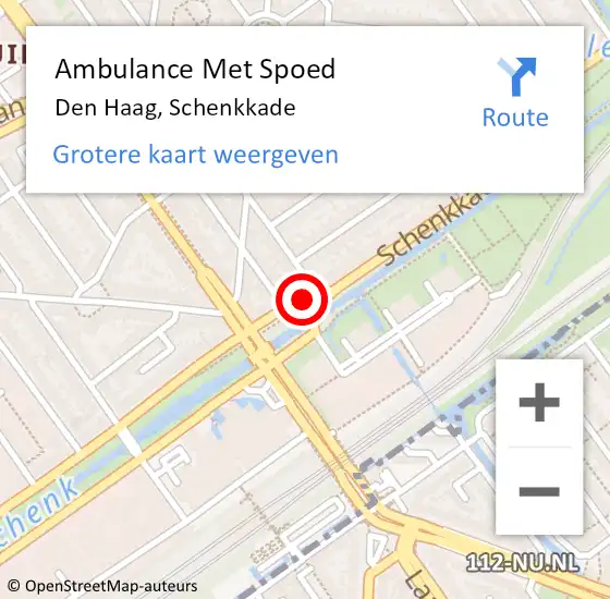 Locatie op kaart van de 112 melding: Ambulance Met Spoed Naar Den Haag, Schenkkade op 7 mei 2024 13:11