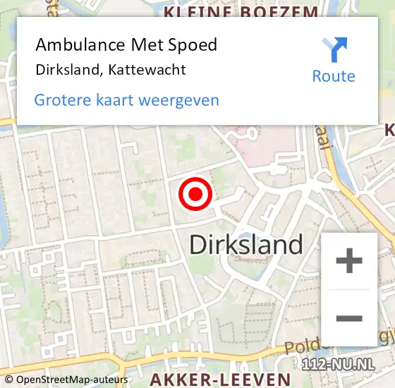 Locatie op kaart van de 112 melding: Ambulance Met Spoed Naar Dirksland, Kattewacht op 7 mei 2024 13:14