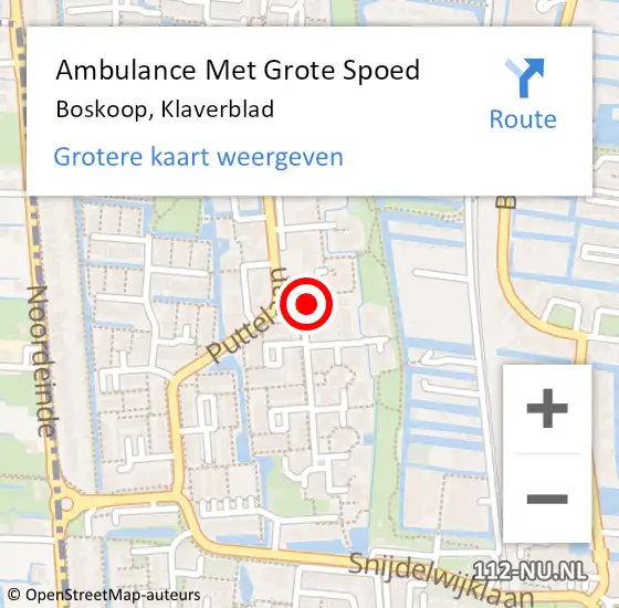 Locatie op kaart van de 112 melding: Ambulance Met Grote Spoed Naar Boskoop, Klaverblad op 7 mei 2024 13:17