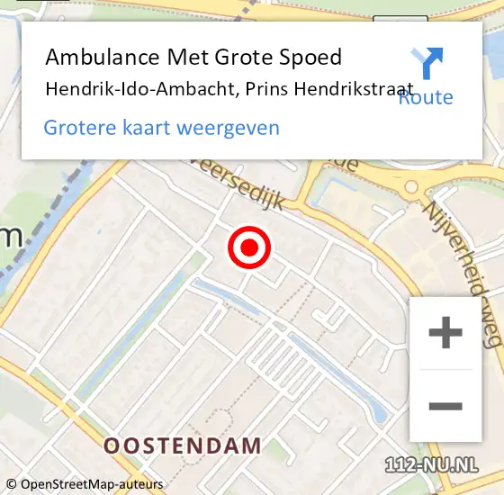 Locatie op kaart van de 112 melding: Ambulance Met Grote Spoed Naar Hendrik-Ido-Ambacht, Prins Hendrikstraat op 7 mei 2024 13:22