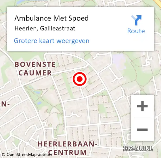 Locatie op kaart van de 112 melding: Ambulance Met Spoed Naar Heerlen, Galileastraat op 5 oktober 2014 00:52