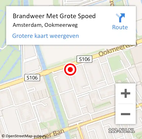 Locatie op kaart van de 112 melding: Brandweer Met Grote Spoed Naar Amsterdam, Ookmeerweg op 7 mei 2024 13:27