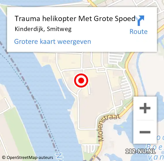 Locatie op kaart van de 112 melding: Trauma helikopter Met Grote Spoed Naar Kinderdijk, Smitweg op 7 mei 2024 13:33