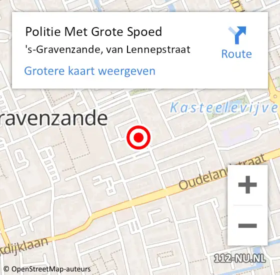 Locatie op kaart van de 112 melding: Politie Met Grote Spoed Naar 's-Gravenzande, van Lennepstraat op 7 mei 2024 13:38