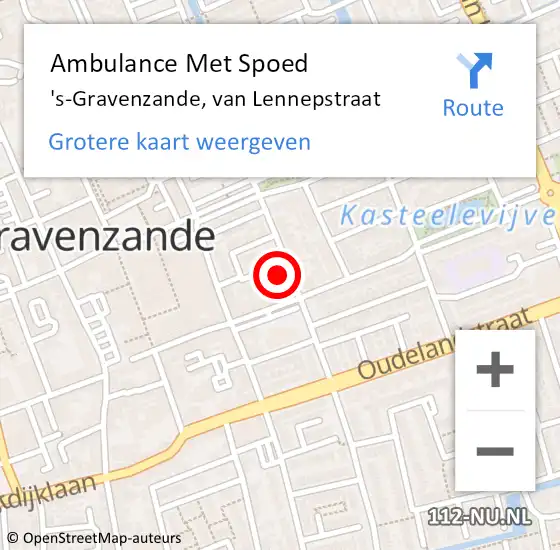 Locatie op kaart van de 112 melding: Ambulance Met Spoed Naar 's-Gravenzande, van Lennepstraat op 7 mei 2024 13:38