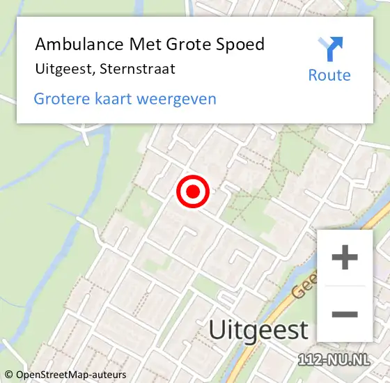 Locatie op kaart van de 112 melding: Ambulance Met Grote Spoed Naar Uitgeest, Sternstraat op 7 mei 2024 13:41