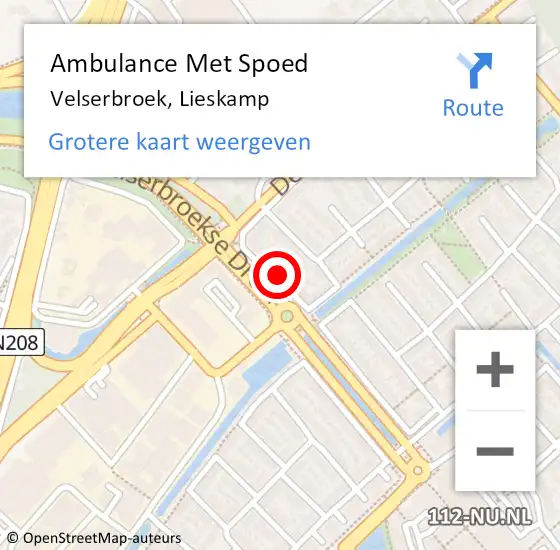 Locatie op kaart van de 112 melding: Ambulance Met Spoed Naar Velserbroek, Lieskamp op 7 mei 2024 13:44