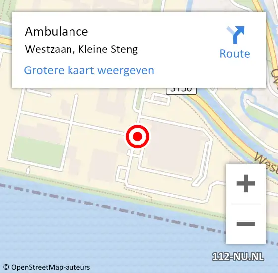 Locatie op kaart van de 112 melding: Ambulance Westzaan, Kleine Steng op 7 mei 2024 13:45