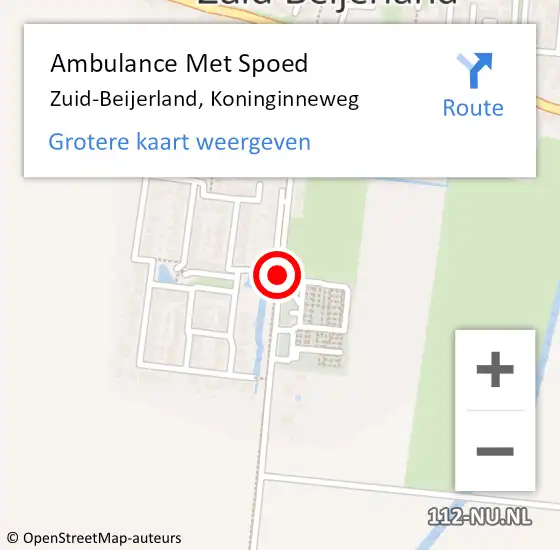 Locatie op kaart van de 112 melding: Ambulance Met Spoed Naar Zuid-Beijerland, Koninginneweg op 7 mei 2024 13:49