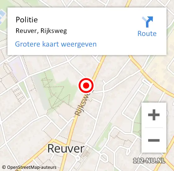 Locatie op kaart van de 112 melding: Politie Reuver, Rijksweg op 7 mei 2024 13:49