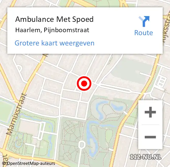 Locatie op kaart van de 112 melding: Ambulance Met Spoed Naar Haarlem, Pijnboomstraat op 7 mei 2024 14:05