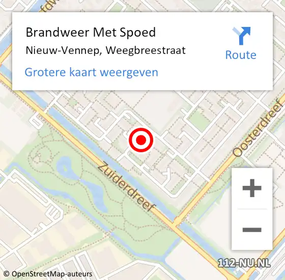 Locatie op kaart van de 112 melding: Brandweer Met Spoed Naar Nieuw-Vennep, Weegbreestraat op 7 mei 2024 14:20