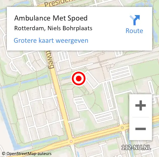 Locatie op kaart van de 112 melding: Ambulance Met Spoed Naar Rotterdam, Niels Bohrplaats op 7 mei 2024 14:21