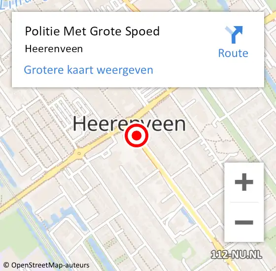 Locatie op kaart van de 112 melding: Politie Met Grote Spoed Naar Heerenveen op 7 mei 2024 14:28