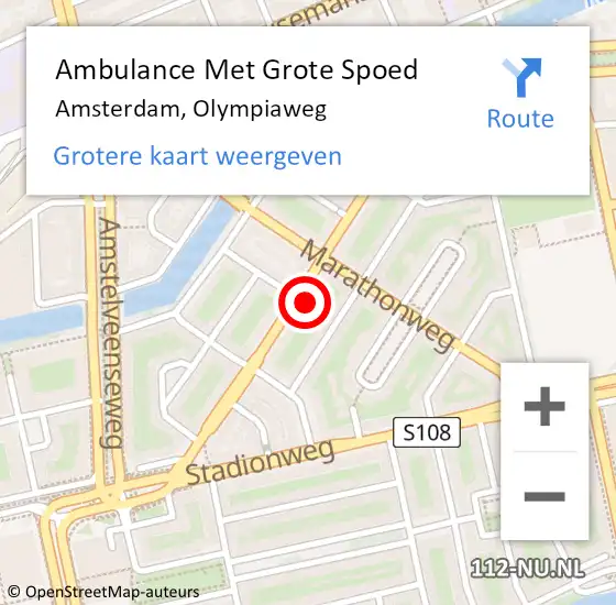 Locatie op kaart van de 112 melding: Ambulance Met Grote Spoed Naar Amsterdam, Olympiaweg op 7 mei 2024 14:29