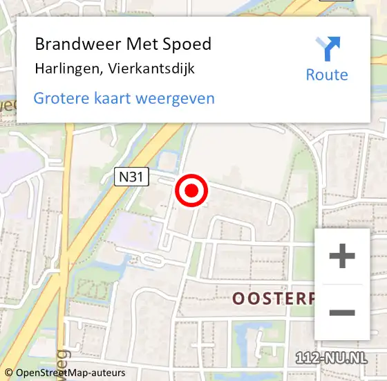 Locatie op kaart van de 112 melding: Brandweer Met Spoed Naar Harlingen, Vierkantsdijk op 7 mei 2024 14:41