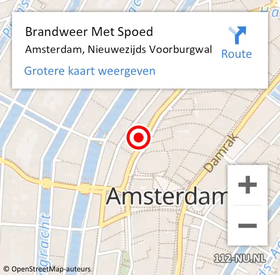 Locatie op kaart van de 112 melding: Brandweer Met Spoed Naar Amsterdam, Nieuwezijds Voorburgwal op 7 mei 2024 14:43