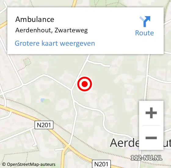 Locatie op kaart van de 112 melding: Ambulance Aerdenhout, Zwarteweg op 7 mei 2024 14:51