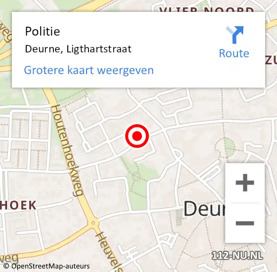 Locatie op kaart van de 112 melding: Politie Deurne, Ligthartstraat op 7 mei 2024 14:54