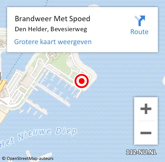 Locatie op kaart van de 112 melding: Brandweer Met Spoed Naar Den Helder, Bevesierweg op 7 mei 2024 15:03
