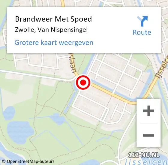 Locatie op kaart van de 112 melding: Brandweer Met Spoed Naar Zwolle, Van Nispensingel op 5 oktober 2014 01:13