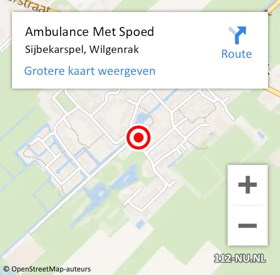 Locatie op kaart van de 112 melding: Ambulance Met Spoed Naar Sijbekarspel, Wilgenrak op 7 mei 2024 15:04