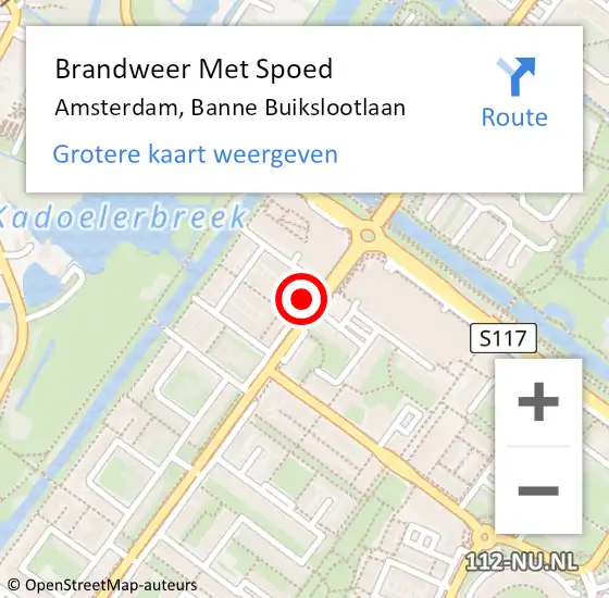 Locatie op kaart van de 112 melding: Brandweer Met Spoed Naar Amsterdam, Banne Buikslootlaan op 7 mei 2024 15:19