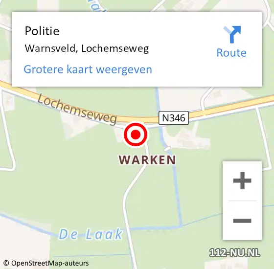 Locatie op kaart van de 112 melding: Politie Warnsveld, Lochemseweg op 7 mei 2024 15:25
