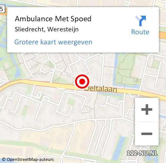 Locatie op kaart van de 112 melding: Ambulance Met Spoed Naar Sliedrecht, Weresteijn op 7 mei 2024 15:31