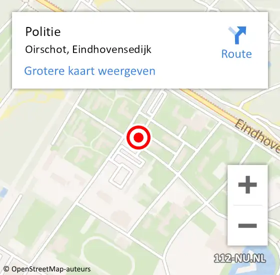 Locatie op kaart van de 112 melding: Politie Oirschot, Eindhovensedijk op 7 mei 2024 15:33