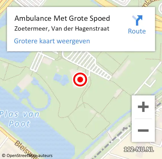 Locatie op kaart van de 112 melding: Ambulance Met Grote Spoed Naar Zoetermeer, Van der Hagenstraat op 7 mei 2024 15:35