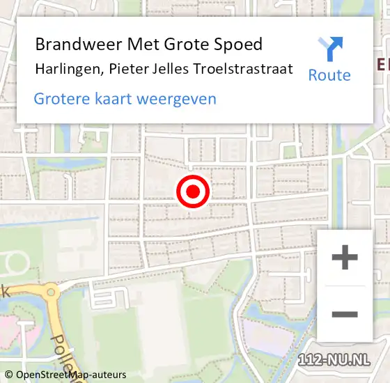 Locatie op kaart van de 112 melding: Brandweer Met Grote Spoed Naar Harlingen, Pieter Jelles Troelstrastraat op 7 mei 2024 15:46