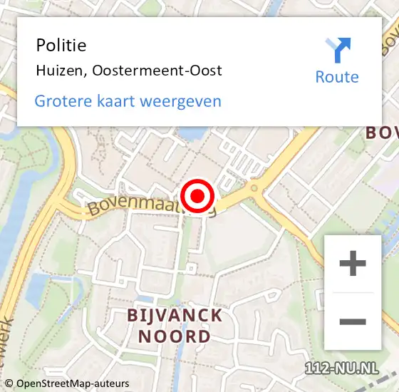 Locatie op kaart van de 112 melding: Politie Huizen, Oostermeent-Oost op 7 mei 2024 15:46