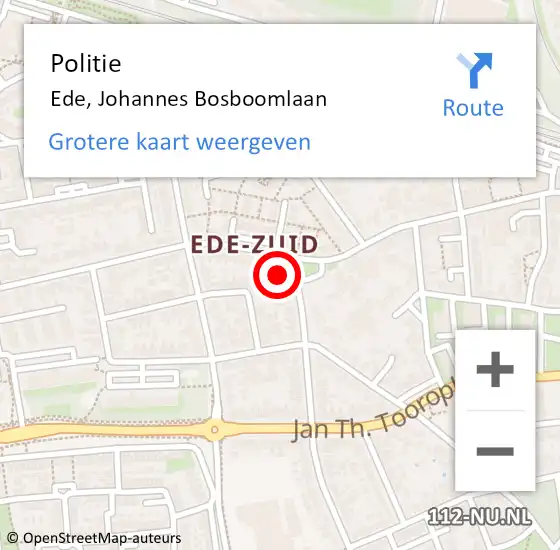 Locatie op kaart van de 112 melding: Politie Ede, Johannes Bosboomlaan op 7 mei 2024 16:09