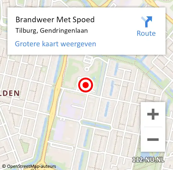 Locatie op kaart van de 112 melding: Brandweer Met Spoed Naar Tilburg, Gendringenlaan op 7 mei 2024 16:10