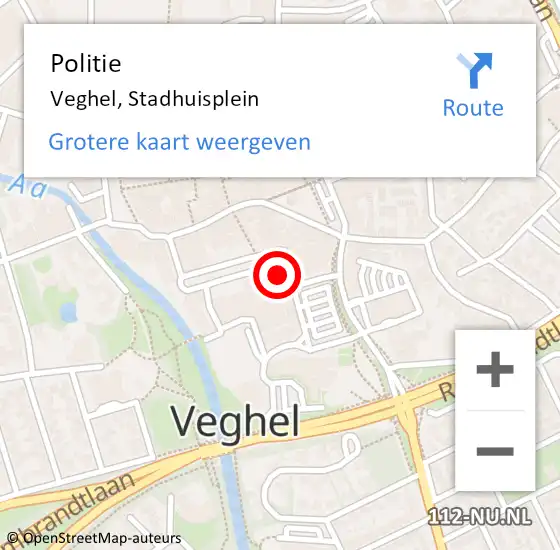 Locatie op kaart van de 112 melding: Politie Veghel, Stadhuisplein op 7 mei 2024 16:19