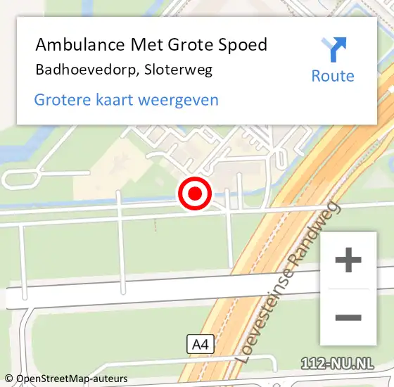 Locatie op kaart van de 112 melding: Ambulance Met Grote Spoed Naar Badhoevedorp, Sloterweg op 7 mei 2024 16:22