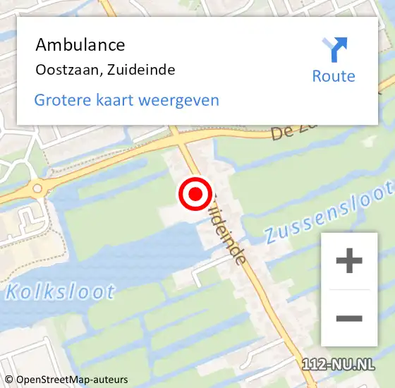 Locatie op kaart van de 112 melding: Ambulance Oostzaan, Zuideinde op 7 mei 2024 16:29
