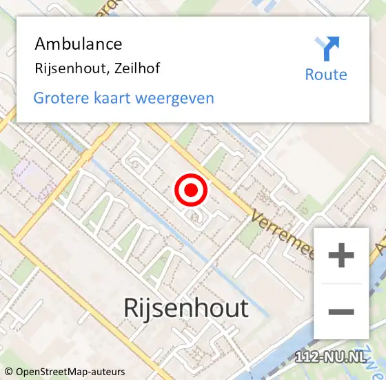 Locatie op kaart van de 112 melding: Ambulance Rijsenhout, Zeilhof op 7 mei 2024 16:37